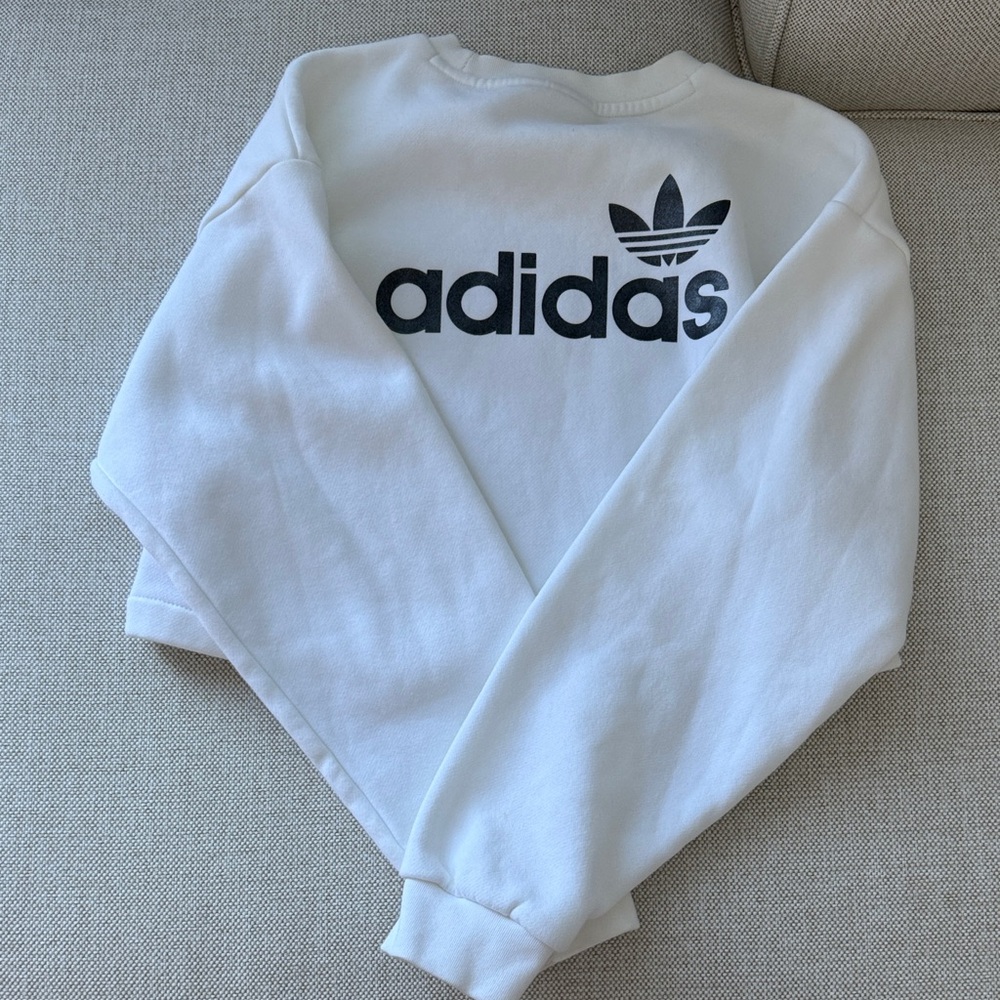 Adidas Women's White Crew Neck Sweater - Picture 4 of 5